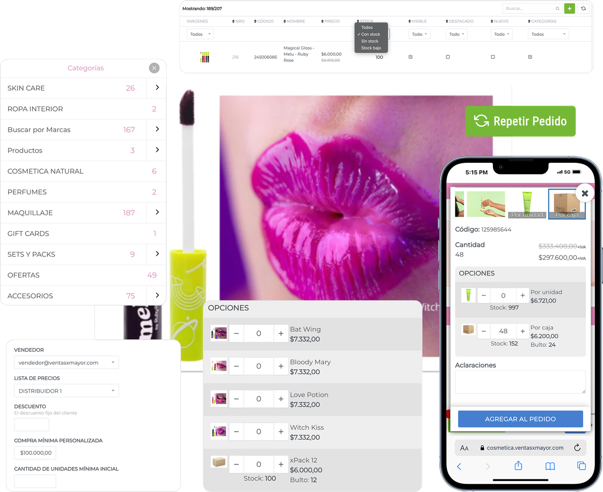 Funciones de eCommerce B2B para mayoristas de cosmética y perfumería